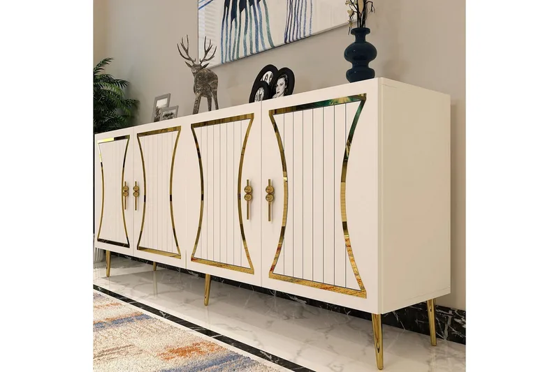 Falra Konsolipöytä 150 cm - Valkoinen/Keltainend - Huonekalut - Pöytä & ruokailuryhmä - Apupöytä & sivupöytä - Konsolipöytä