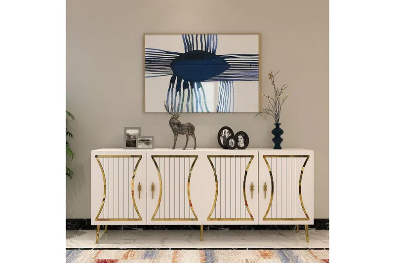 Falra Konsolipöytä 150 cm - Valkoinen/Keltainend - Huonekalut - Pöytä & ruokailuryhmä - Apupöytä & sivupöytä - Konsolipöytä