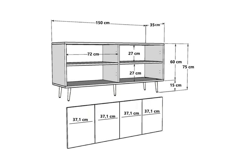 Falra Konsolipöytä 150 cm - Valkoinen/Keltainend - Huonekalut - Pöytä & ruokailuryhmä - Apupöytä & sivupöytä - Konsolipöytä