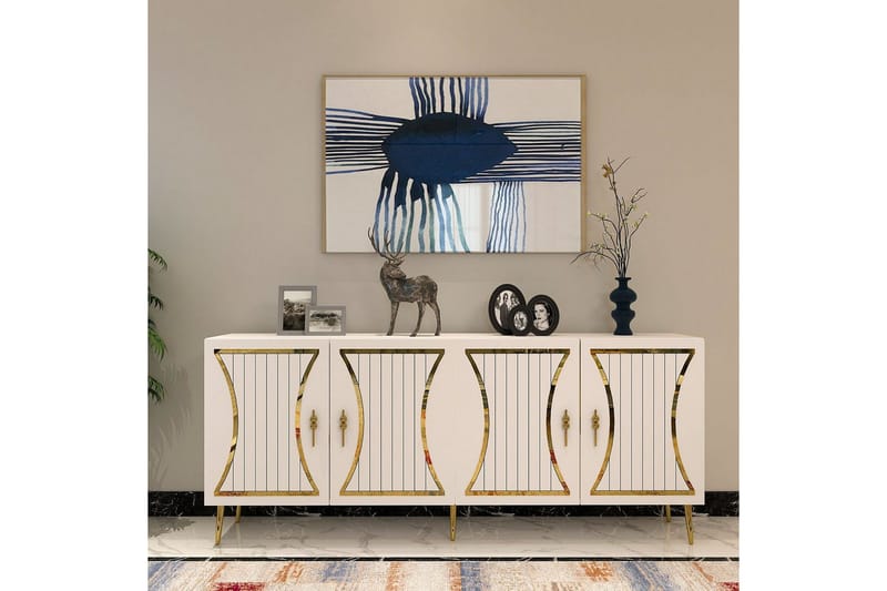 Falra Konsolipöytä 150 cm - Valkoinen/Keltainend - Huonekalut - Pöytä & ruokailuryhmä - Apupöytä & sivupöytä - Konsolipöytä