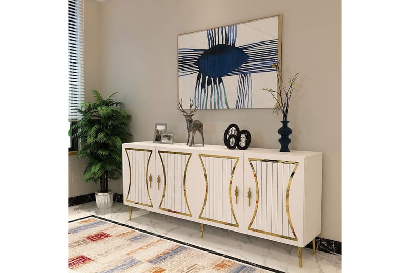 Falra Konsolipöytä 150 cm - Valkoinen/Keltainend - Huonekalut - Pöytä & ruokailuryhmä - Apupöytä & sivupöytä - Konsolipöytä