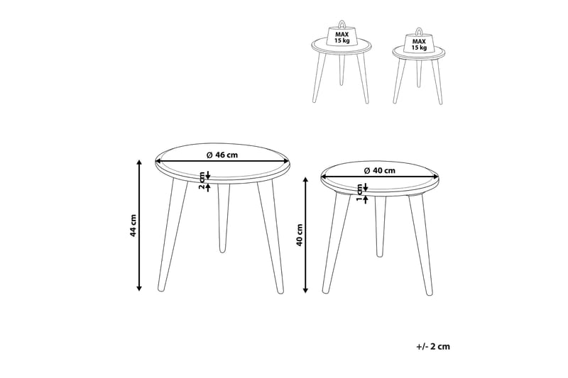 Fawn Pöytäsarja 46 cm - Vaalea puu - Huonekalut - Pöytä & ruokailuryhmä - Apupöytä & sivupöytä - Sarjapöytä