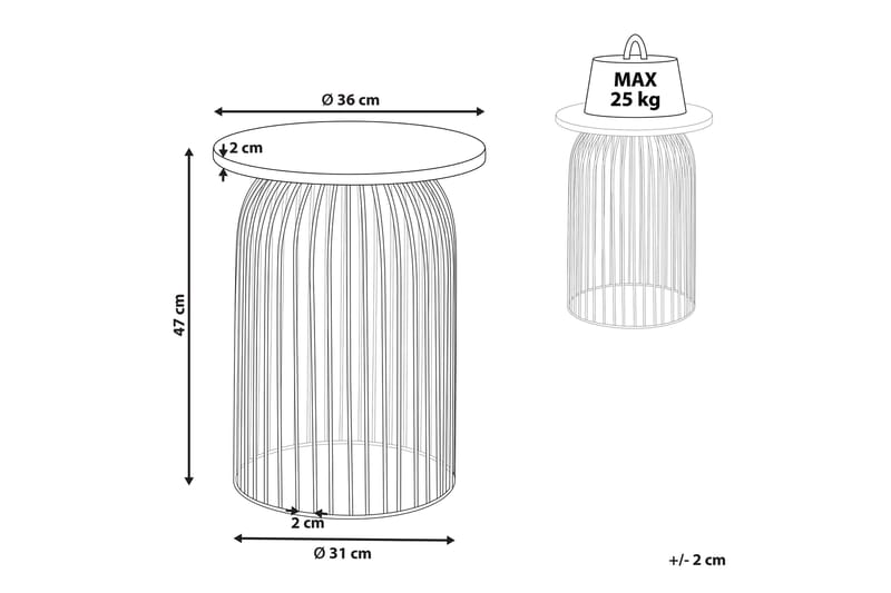 Ferron Sivupöytä 36 cm - Vaalea puu/Musta - Huonekalut - Pöytä & ruokailuryhmä - Apupöytä & sivupöytä - Tarjotinpöytä & pikkupöytä