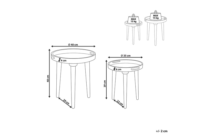 Finbar Pöytäsarja 40 cm - Tumma puu - Huonekalut - Pöytä & ruokailuryhmä - Apupöytä & sivupöytä - Sarjapöytä