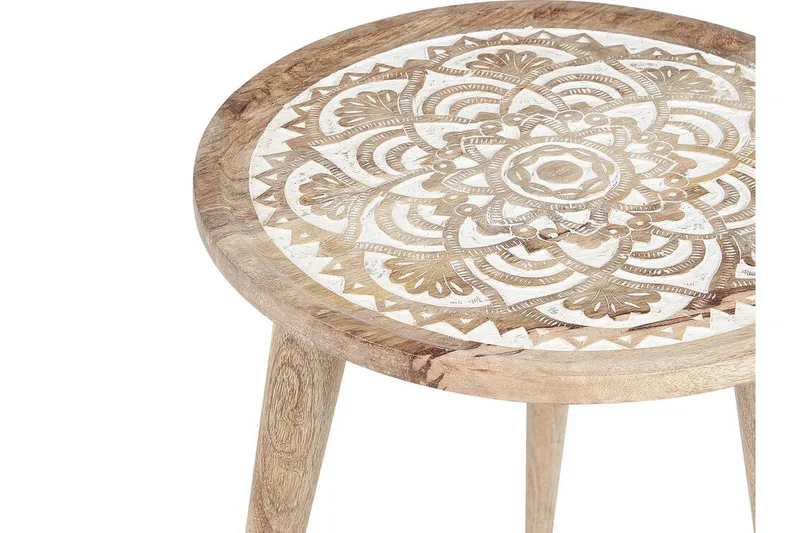 Fiorenzo Pöytäsarja 45 cm - Vaalea puu/Valkoinen - Huonekalut - Pöytä & ruokailuryhmä - Apupöytä & sivupöytä - Sarjapöytä