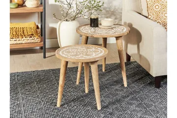 Fiorenzo Pöytäsarja 45 cm - Vaalea puu/Valkoinen - Huonekalut - Pöytä & ruokailuryhmä - Apupöytä & sivupöytä - Sarjapöytä