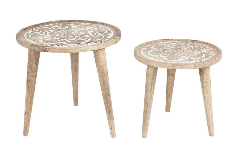 Fiorenzo Pöytäsarja 45 cm, Vaalea puu/Valkoinen