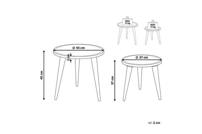 Fiorenzo Pöytäsarja 45 cm - Vaalea puu/Valkoinen - Huonekalut - Pöytä & ruokailuryhmä - Apupöytä & sivupöytä - Sarjapöytä