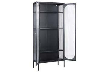 Foxton vitriinikaappi 80 cm säilytyksellä metallia ja lasia - Musta - Säilytys - Kaappi - Vitriini