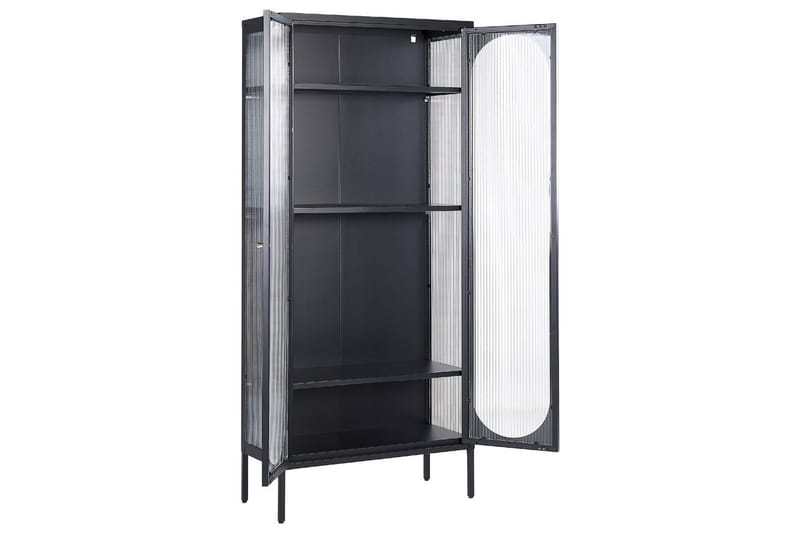 Foxton vitriinikaappi 80 cm säilytyksellä metallia ja lasia - Musta - Säilytys - Kaappi - Vitriini