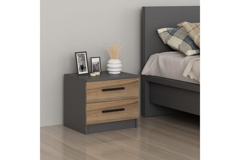 Fruitland Yöpöytä 50 cm - Pähkinä/Antrasiitti - Huonekalut - Pöytä & ruokailuryhmä - Apupöytä & sivupöytä - Yöpöytä