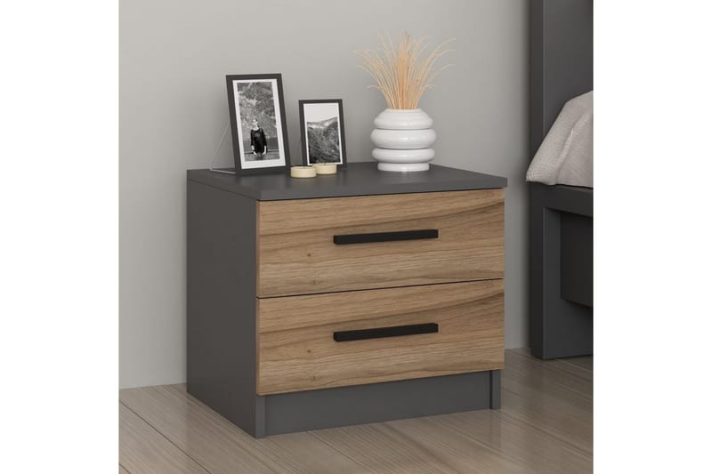 Fruitland Yöpöytä 50 cm - Pähkinä/Antrasiitti - Huonekalut - Pöytä & ruokailuryhmä - Apupöytä & sivupöytä - Yöpöytä