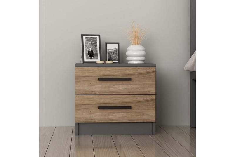 Fruitland Yöpöytä 50 cm - Pähkinä/Antrasiitti - Huonekalut - Pöytä & ruokailuryhmä - Apupöytä & sivupöytä - Yöpöytä