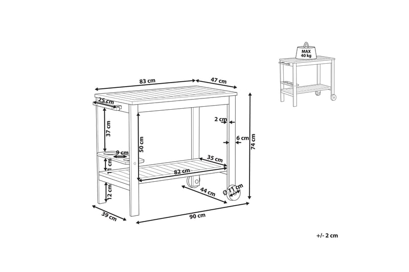 Gaetano Sivupöytä 47 cm - Vaalea puu - Huonekalut - Pöytä & ruokailuryhmä - Apupöytä & sivupöytä - Tarjotinpöytä & pikkupöytä