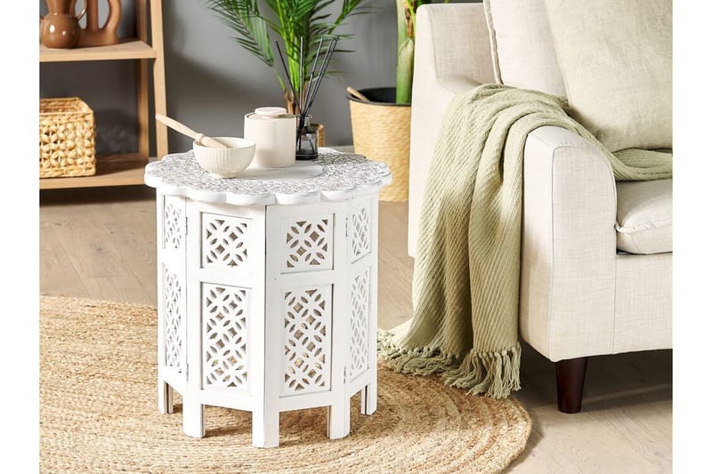 Garry Sivupöytä 44 cm - Valkoinen/Harmaa/Vaalea puu - Huonekalut - Pöytä & ruokailuryhmä - Apupöytä & sivupöytä - Tarjotinpöytä & pikkupöytä