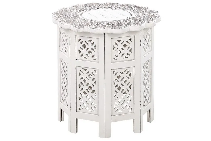 Garry Sivupöytä 44 cm, Valkoinen/Harmaa/Vaalea puu