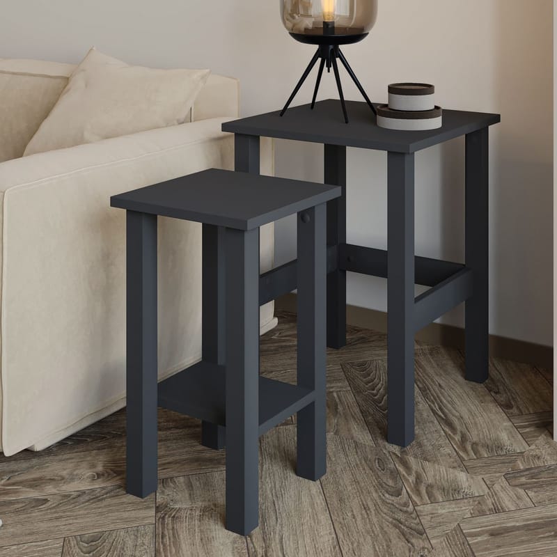 Ginallie sivupöytäsetti 45x60 cm - Antrasiitti - Huonekalut - Pöytä & ruokailuryhmä - Apupöytä & sivupöytä - Tarjotinpöytä & pikkupöytä