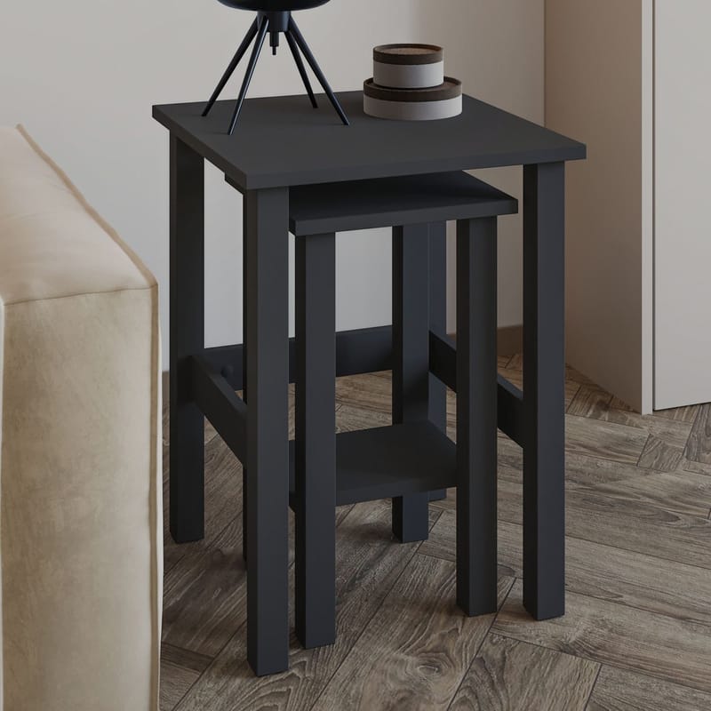 Ginallie sivupöytäsetti 45x60 cm - Antrasiitti - Huonekalut - Pöytä & ruokailuryhmä - Apupöytä & sivupöytä - Tarjotinpöytä & pikkupöytä