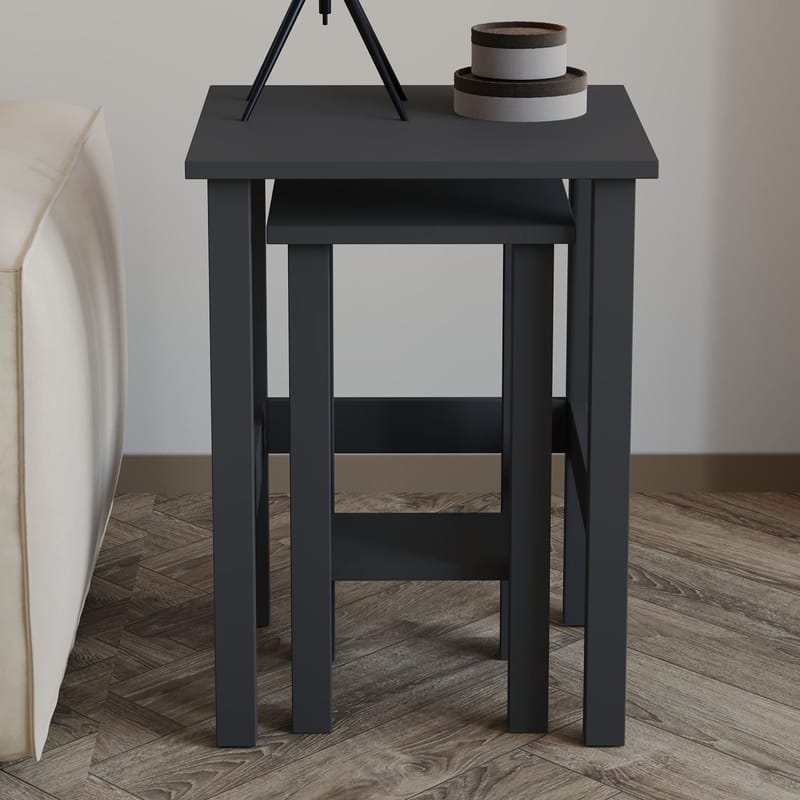 Ginallie sivupöytäsetti 45x60 cm - Antrasiitti - Huonekalut - Pöytä & ruokailuryhmä - Apupöytä & sivupöyt ä - Tarjotinpöytä & pikkupöytä