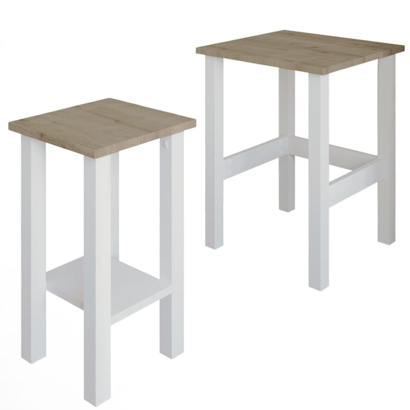 Ginallie sivupöytäsetti 45x60 cm, Valkoinen ja safiiritammi