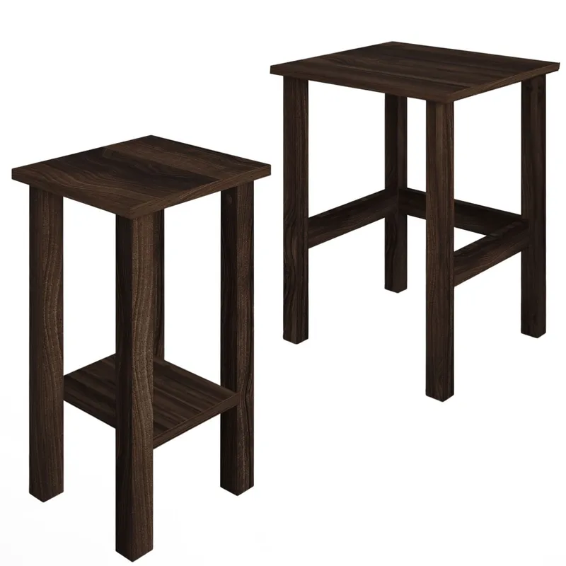 Ginallie sivupöytäsetti 45x60 cm - Walnut - Huonekalut - Pöytä & ruokailuryhmä - Apupöytä & sivupöytä - Tarjotinpöytä & pikkupöytä