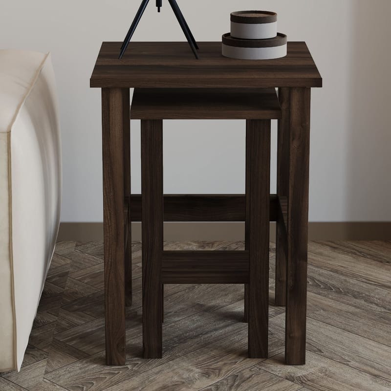 Ginallie sivupöytäsetti 45x60 cm - Walnut - Huonekalut - Pöytä & ruokailuryhmä - Apupöytä & sivupöytä - Tarjotinpöytä & pikkupöytä