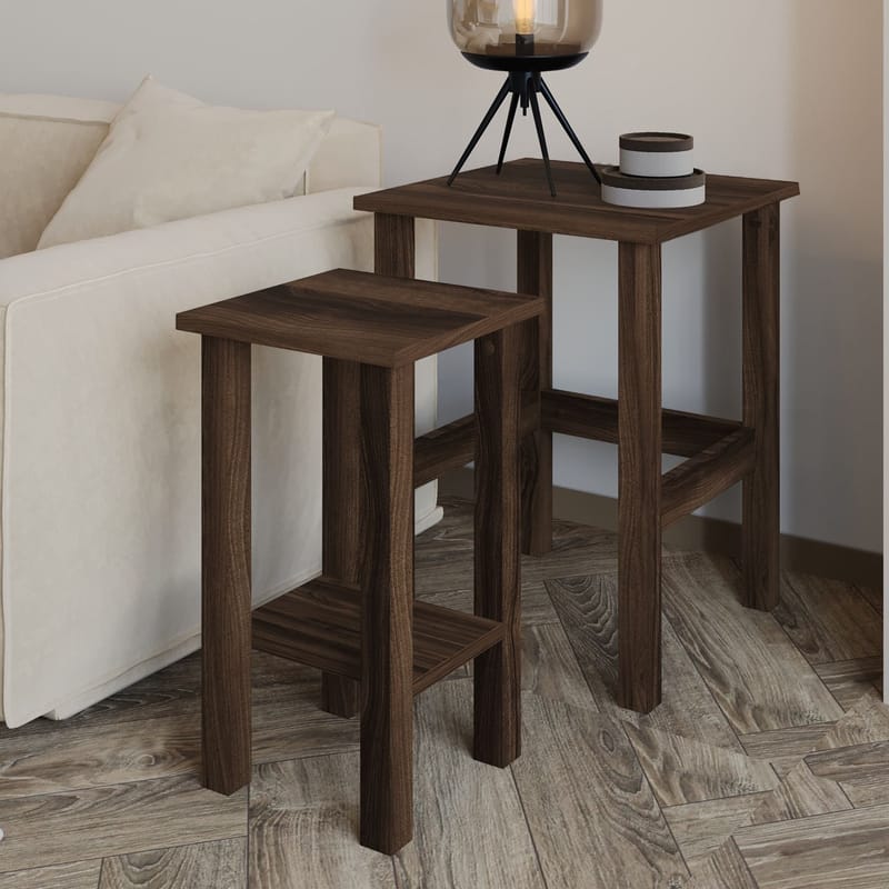 Ginallie sivupöytäsetti 45x60 cm - Walnut - Huonekalut - Pöytä & ruokailuryhmä - Apupöytä & sivupöytä - Tarjotinpöytä & pikkupöytä