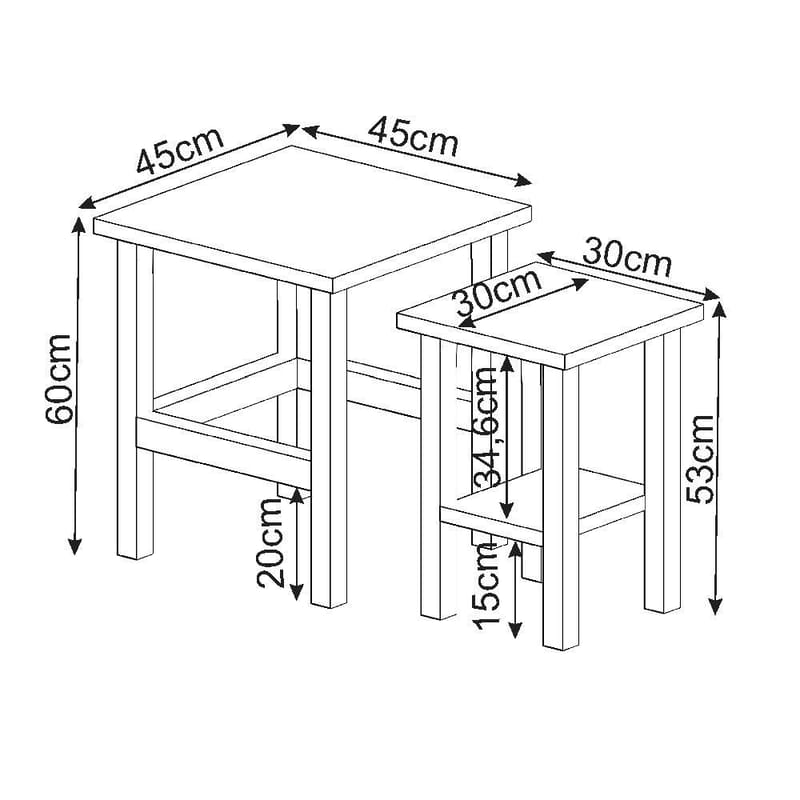Ginallie sivupöytäsetti 45x60 cm - Walnut - Huonekalut - Pöytä & ruokailuryhmä - Apupöytä & sivupöytä - Tarjotinpöytä & pikkupöytä