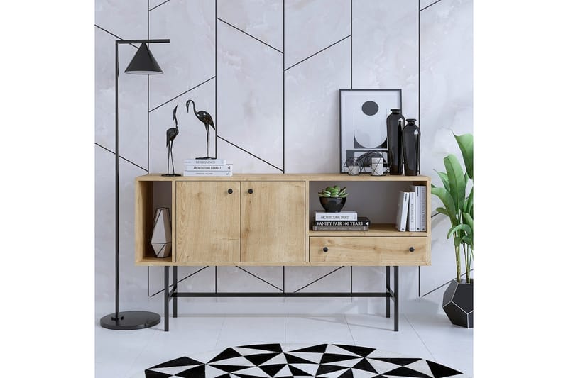 Grayce Konsolipöytä 150 cm - Tammi/Musta - Huonekalut - Pöytä & ruokailuryhmä - Apupöytä & sivupöytä - Konsolipöytä