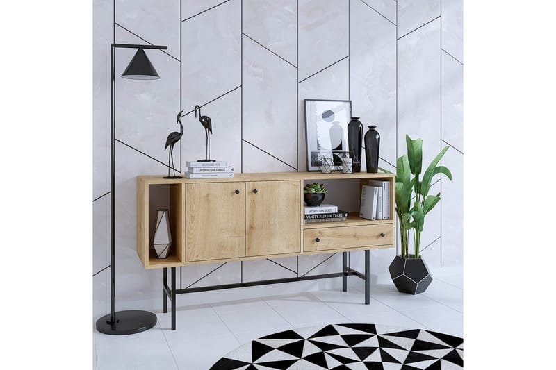 Grayce Konsolipöytä 150 cm - Tammi/Musta - Huonekalut - Pöytä & ruokailuryhmä - Apupöytä & sivupöytä - Konsolipöytä