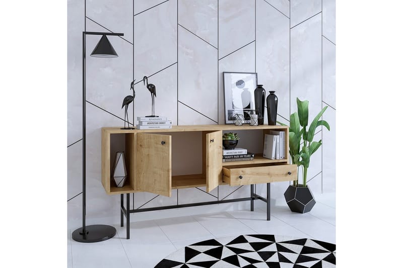 Grayce Konsolipöytä 150 cm - Tammi/Musta - Huonekalut - Pöytä & ruokailuryhmä - Apupöytä & sivupöytä - Konsolipöytä