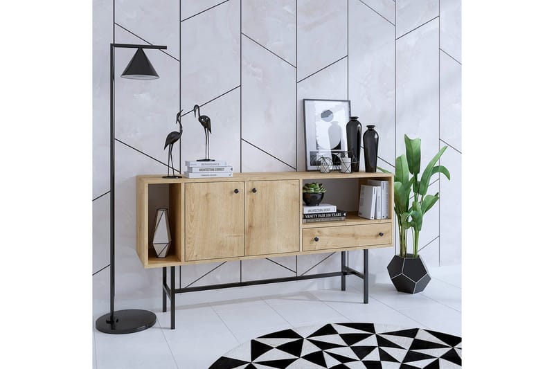 Grayce Konsolipöytä 150 cm - Tammi/Musta - Huonekalut - Pöytä & ruokailuryhmä - Apupöytä & sivupöytä - Konsolipöytä