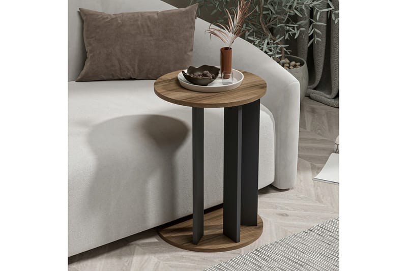 Haelyn Sivupöytä 34 cm - Pähkinäpuu/Antrasiitti - Huonekalut - Pöytä & ruokailuryhmä - Apupöytä & sivupöytä - Tarjotinpöytä & pikkupöytä