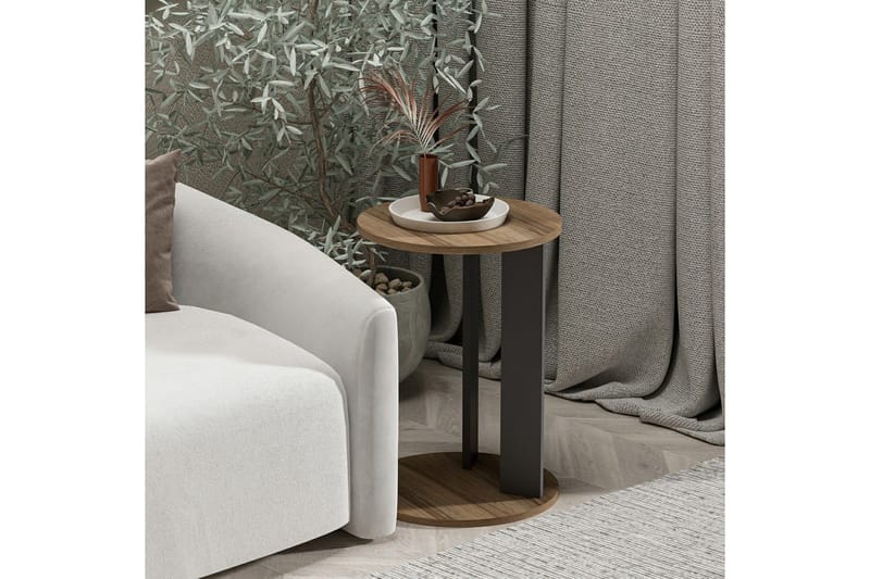 Haelyn Sivupöytä 34 cm - Pähkinäpuu/Antrasiitti - Huonekalut - Pöytä & ruokailuryhmä - Apupöytä & sivupöytä - Tarjotinpöytä & pikkupöytä