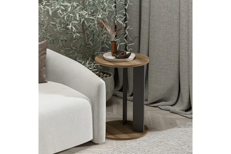 Haelyn Sivupöytä 34 cm - Pähkinäpuu/Antrasiitti - Huonekalut - Pöytä & ruokailuryhmä - Apupöytä & sivupöytä - Tarjotinpöytä & pikkupöytä