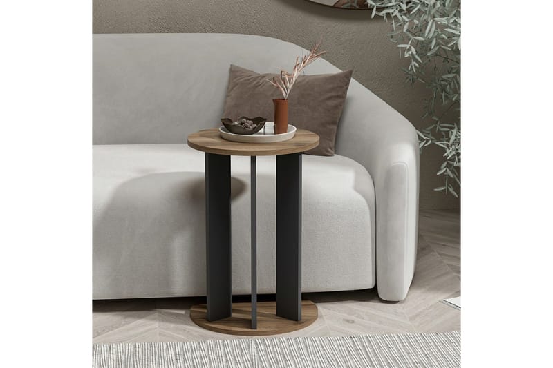 Haelyn Sivupöytä 34 cm - Pähkinäpuu/Antrasiitti - Huonekalut - Pöytä & ruokailuryhmä - Apupöytä & sivupöytä - Tarjotinpöytä & pikkupöytä