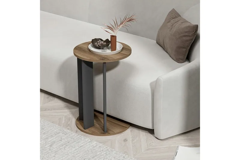 Haelyn Sivupöytä 34 cm - Pähkinäpuu/Antrasiitti - Huonekalut - Pöytä & ruokailuryhmä - Apupöytä & sivupöytä - Tarjotinpöytä & pikkupöytä