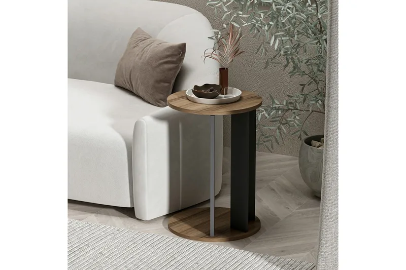 Haelyn Sivupöytä 34 cm - Pähkinäpuu/Antrasiitti - Huonekalut - Pöytä & ruokailuryhmä - Apupöytä & sivupöytä - Tarjotinpöytä & pikkupöytä