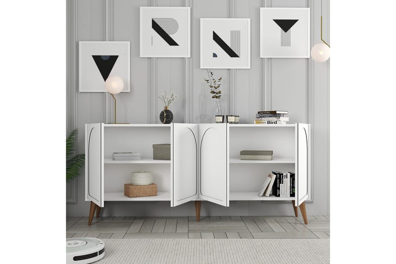 Hazim Konsolipöytä 180 cm - Valkoinen/Pähkinäpuu - Huonekalut - Pöytä & ruokailuryhmä - Apupöytä & sivupöytä - Konsolipöytä