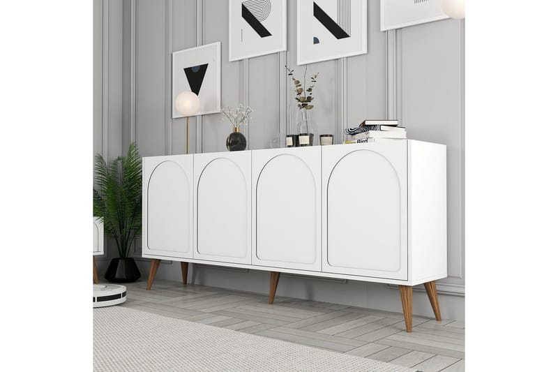 Hazim Konsolipöytä 180 cm - Valkoinen/Pähkinäpuu - Huonekalut - Pöytä & ruokailuryhmä - Apupöytä & sivupöytä - Konsolipöytä