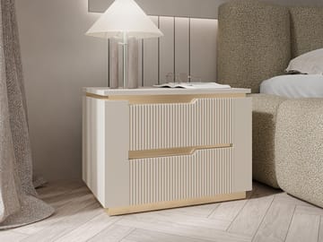 Hilafin yöpöytä maalattua puuta säilytyksellä ja laatikoilla - Beige - Huonekalut - Pöytä & ruokailuryhmä - Apupöytä & sivupöytä - Yöpöytä