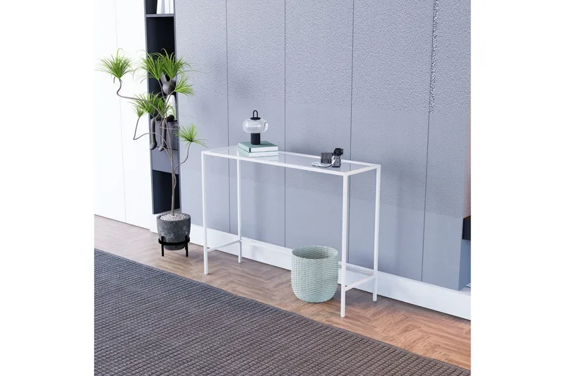 Horacio Sivupöytä 100 cm - Valkoinen/Läpinäkyvä - Huonekalut - Pöytä & ruokailuryhmä - Apupöytä & sivupöytä - Tarjotinpöytä & pikkupöytä