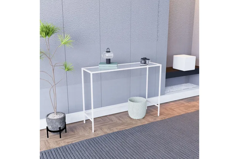 Horacio Sivupöytä 100 cm, Valkoinen/Läpinäkyvä