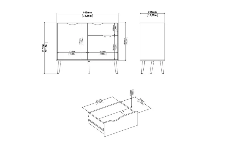 Hostafranc Senkki 98,7 cm - Valkoinen - Säilytys - Säilytyskalusteet - Senkki