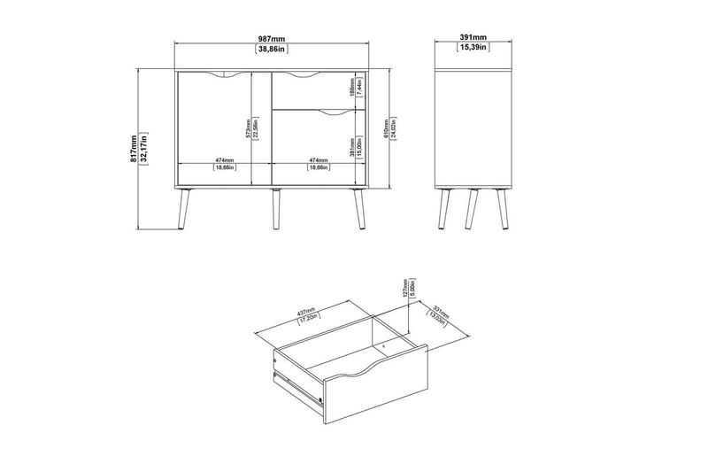 Hostafranc Senkki 98,7 cm - Valkoinen - Säilytys - Säilytyskalusteet - Senkki