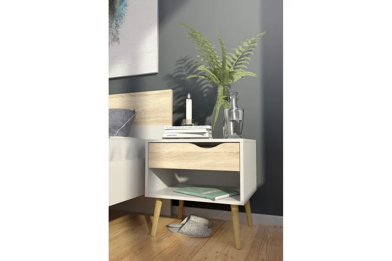 Hostafranc Yöpöytä 50,2 cm - Valkoinen - Huonekalut - Pöytä & ruokailuryhmä - Apupöytä & sivupöytä - Yöpöytä