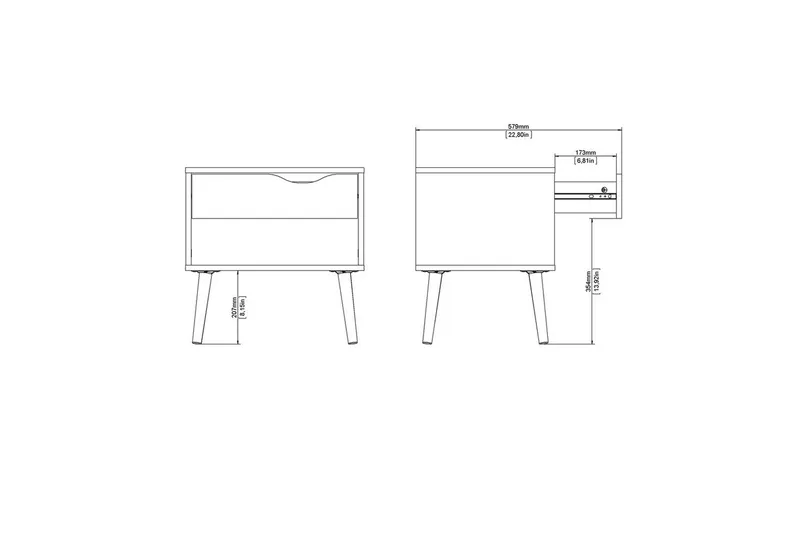 Hostafranc Yöpöytä 50,2 cm - Valkoinen - Huonekalut - Pöytä & ruokailuryhmä - Apupöytä & sivupöytä - Yöpöytä