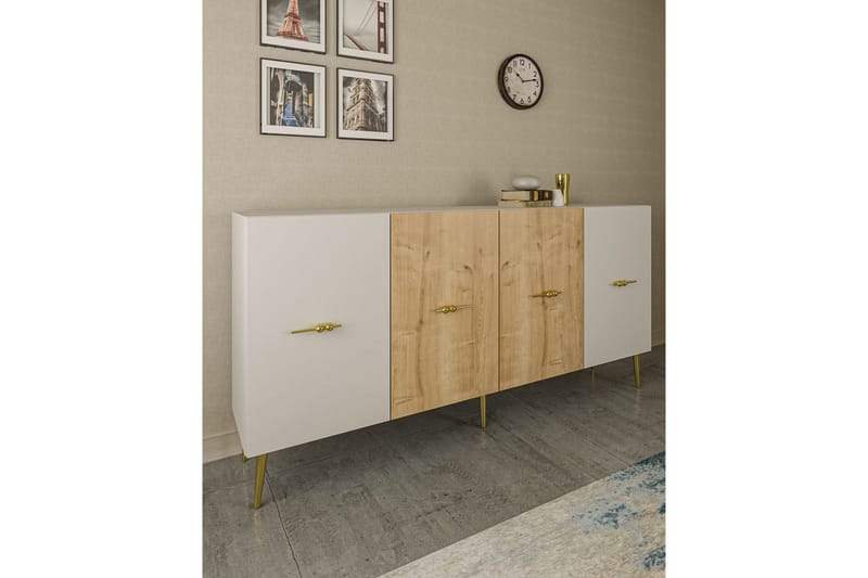 Huelva Konsolipöytä 150 cm - Valkoinen/Tammi - Huonekalut - Pöytä & ruokailuryhmä - Apupöytä & sivupöytä - Konsolipöytä