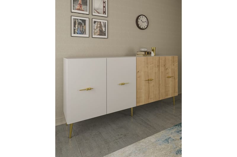 Huelva Konsolipöytä 150 cm - Valkoinen/Tammi - Huonekalut - Pöytä & ruokailuryhmä - Apupöytä & sivupöytä - Konsolipöytä