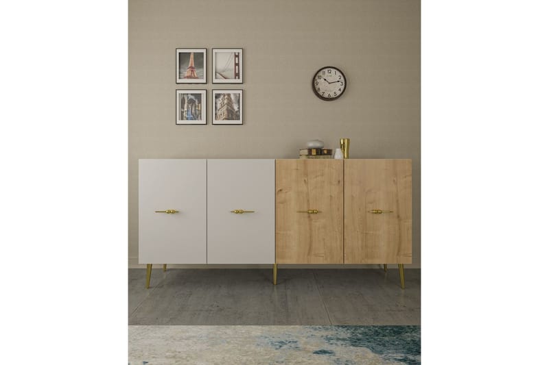 Huelva Konsolipöytä 150 cm - Valkoinen/Tammi - Huonekalut - Pöytä & ruokailuryhmä - Apupöytä & sivupöytä - Konsolipöytä